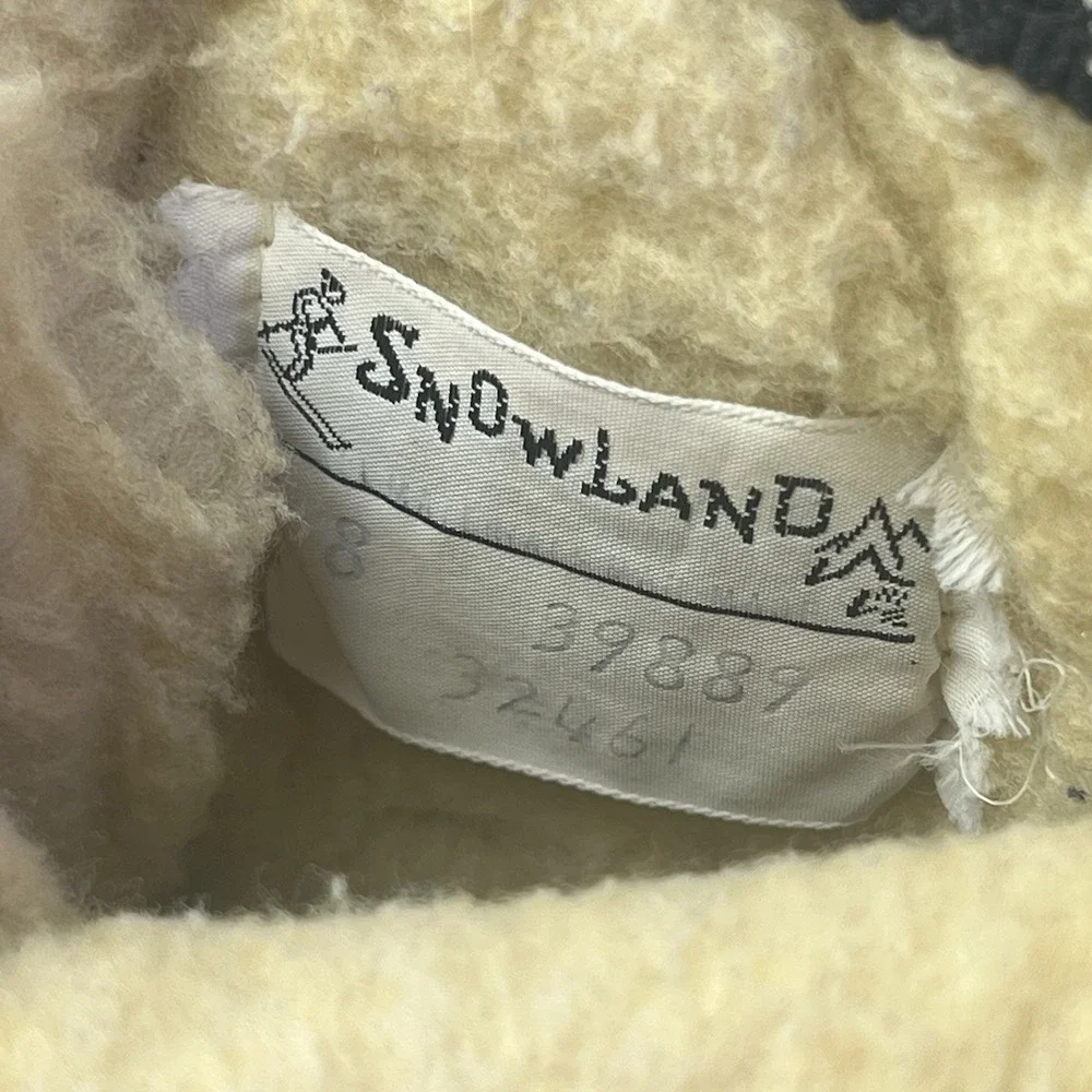 Vintage 60s Snowland Fleece Lined‎ Suede Leather Nordic Snow Boots Black Size 8